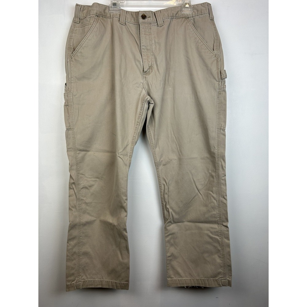 Carhartt Pants Mens 42x30 Carpenter Relaxed Fit Beige Khaki Work Actual 42x29